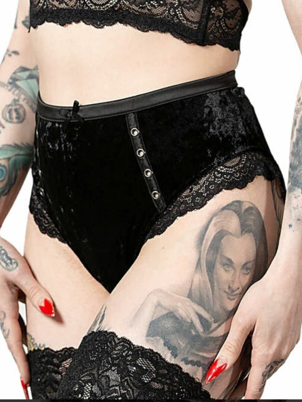 Killstar Black Velvet High Waisted Lace Panties